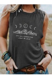 Moon Phase Beach Tank Top: Connected Waves for Trendy Casual Aesthetic