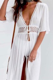 Women's Summer Bikini Cover Up Beach Dress - White Swimwear Beachwear Bathing Suit