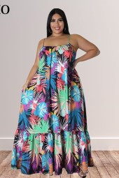Plus Size Summer Ready: Sleeveless Halter Maxi Dress for Clubwear