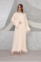 Feather Abaya Dubai Maxi Dress: Turkish Moroccan Muslim Chic