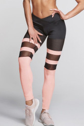 Mesh Sheer Skinny Striped Yoga Leggings