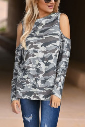 Camo Cold Shoulder: The Perfect Casual Long Sleeve T-Shirt