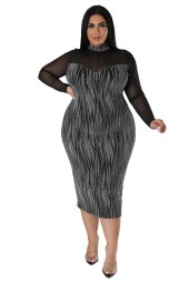 Plus Size Mesh Patchwork Maxi Dress - The Perfect Club Outfit for Every Occasion