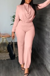 Elegant Solid Two Piece Set: Off Waist Shirt & Trousers
