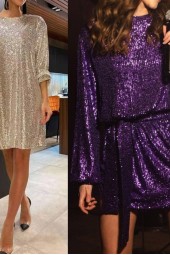 Glitter Sequin Belted Mini Dress for Evening Weddings