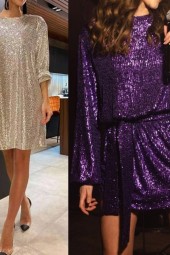 Glitter Sequin Belted Mini Dress for Evening Weddings