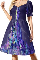 Enchanted Princess Castle Long Sleeve Evening Dress