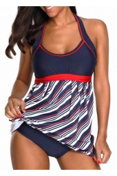 Stylish Summer Stripes: Halter Neck Swimdress and Panty Set