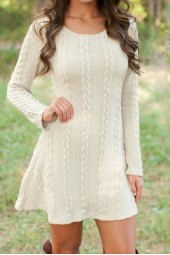 Autumn Winter Causal Short Sweater Dress Long Sleeve Loose Sweaters Knitted Color Plus Size Dress