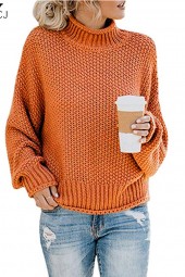 Casual Loose Sweater Autumn Winter Turtleneck Knitted Jumpers Long Sleeve Crocheted Pullovers Streetwear