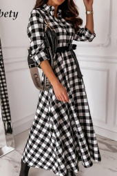 Vintage Plaid Party: Autumn Long Sleeve Turndown Collar Shirt and Spring Retro Lace Dress Vintage Plaid Party: Autumn Long Sleeve Turndown Collar Shirt and Spring Retro Lace Dress