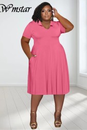 Plus Size Short Sleeve Solid Casual Sweet Elegant Maxi Dress Summer  - Perfect for Any Occasion