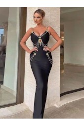 Black Chain Celebrity Bandage Dress: Runway Ready for Summer Nights