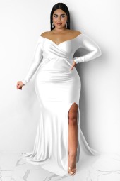 Plus Size Off-the-Shoulder Neckline Maxi Dress - An Elegant Birthday Outfit