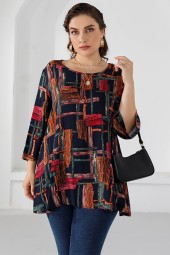 Colorful Summer Plus Size Casual Loose Oversized Blouse with Sleeves