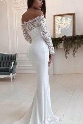 Exquisite French Wedding Dress - Elegant Lace Evening Gown (Long)