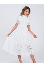 Marwin Cotton Hollow Out Summer White Mini Dress
