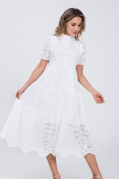 Marwin Cotton Hollow Out Summer White Mini Dress