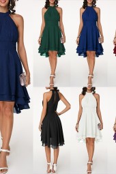 Summer Chic Halter Layered Chiffon Dress