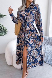 Retro Floral Collar Tie Up Shirt Dress: All-Season Must-Have