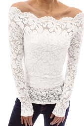 Hollow Out Off Shoulder Lace Blouse Hollow Out Off Shoulder Lace Blouse