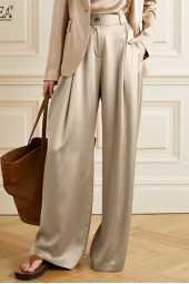 Summer Chic Satin Palazzo Pants - Office Elegance with Casual Comfort