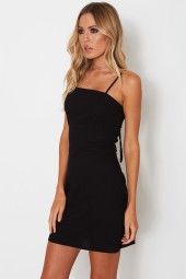 Elegant Club Bodycon Summer Frock - Spaghetti Strap Backless Black Bow Mini Dress