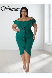 Plus Size Summer Tank Off Shoulder Ruffles Bodycon Maxi Dress - Perfect for Any Occasion