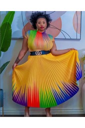 Vibrant Rainbow Two Piece Dress Set - A Charming and Attractive Outfit for Any Occasion