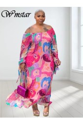 Plus Size Floral Elegance Maxi Dress Outfit Streetwear Set