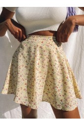 Boho Floral High Waist Pleated Skirt - Summer Mini Skirts