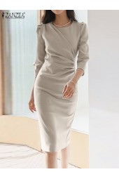 Chic Spring Summer Office Bodycon Dress with Midcalf Length