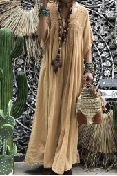 Bohemian Lace Maxi Dress: Summer Sundress with Flare Sleeves
