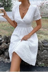 Summer White Mini Dress with Elegant Neckline