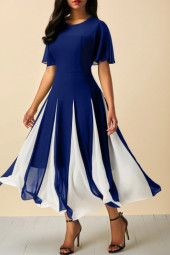 Elegant Butterfly Sleeve Round Neck Dress