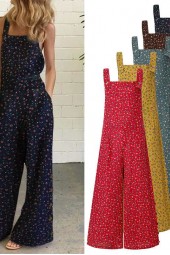Plus Size Floral Jumpsuit - Long Holiday Summer Overalls Wide Leg Pants Rompers