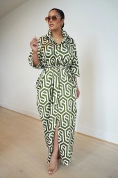 Elegant Turn Down Collar Maxi Dress - Perfect for Casual Wear