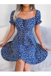 Pretty and Playful: Casual Ruffles Short Sleeve Floral Line Dress