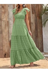 Maxi Boho Summer Dress: Elegant Flying Sleeves with Patchwork Ruffles
