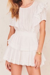 Summer Hollow Out Lace Ruffles Short Sleeve Mini Cake Dress