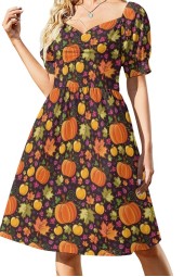 Autumn Elegance: Pumpkin Pattern Evening Dress Collection