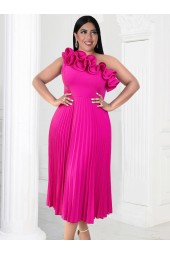Ruffled Empire Line Plus Size Evening Gown