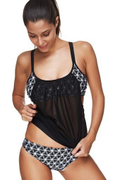 Spaghetti Strap Patchwork Bikini Set
