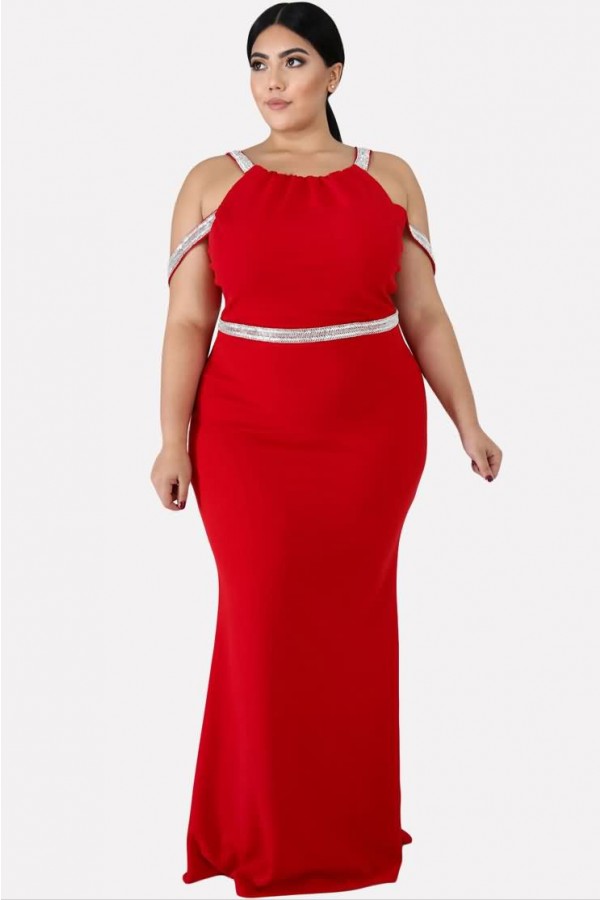 Flaunt Your Curves in This Red Contrast Strappy Sleeveless Plus Size ...