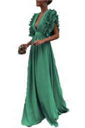 Backless V-Neck Flutter Sleeve Maxi Dress Backless V-Neck Flutter Sleeve Maxi Dress