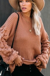 Cozy Winter Vintage Knitted Pullover with Lantern Sleeves