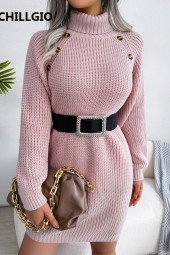 Cozy Knitted Turtleneck Dress - Perfect for Autumn and Winter Streetwear