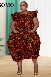 Plus Size Elegant Floral Maxi Dress with Loose Pockets - Perfect for Formal Occasions & Summer Outfits