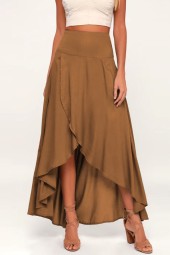 Elegant Summer Style: Irregular Ruffles Hem Solid Skirt