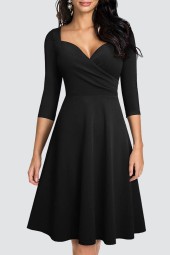 Graceful and Chic Ladylike Sleeve Fit and Flare Dress